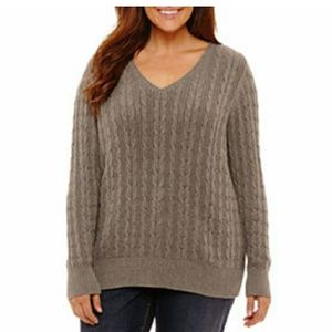 Black St. John's Bay Cable Knit Sweater